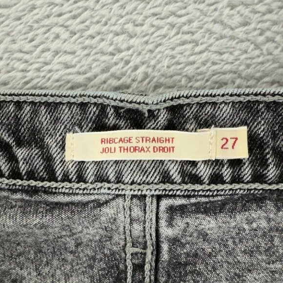 Levi's Ribcage Straight Grey Denim Jeans Women's Size 27x25 - Picture 10 of 13